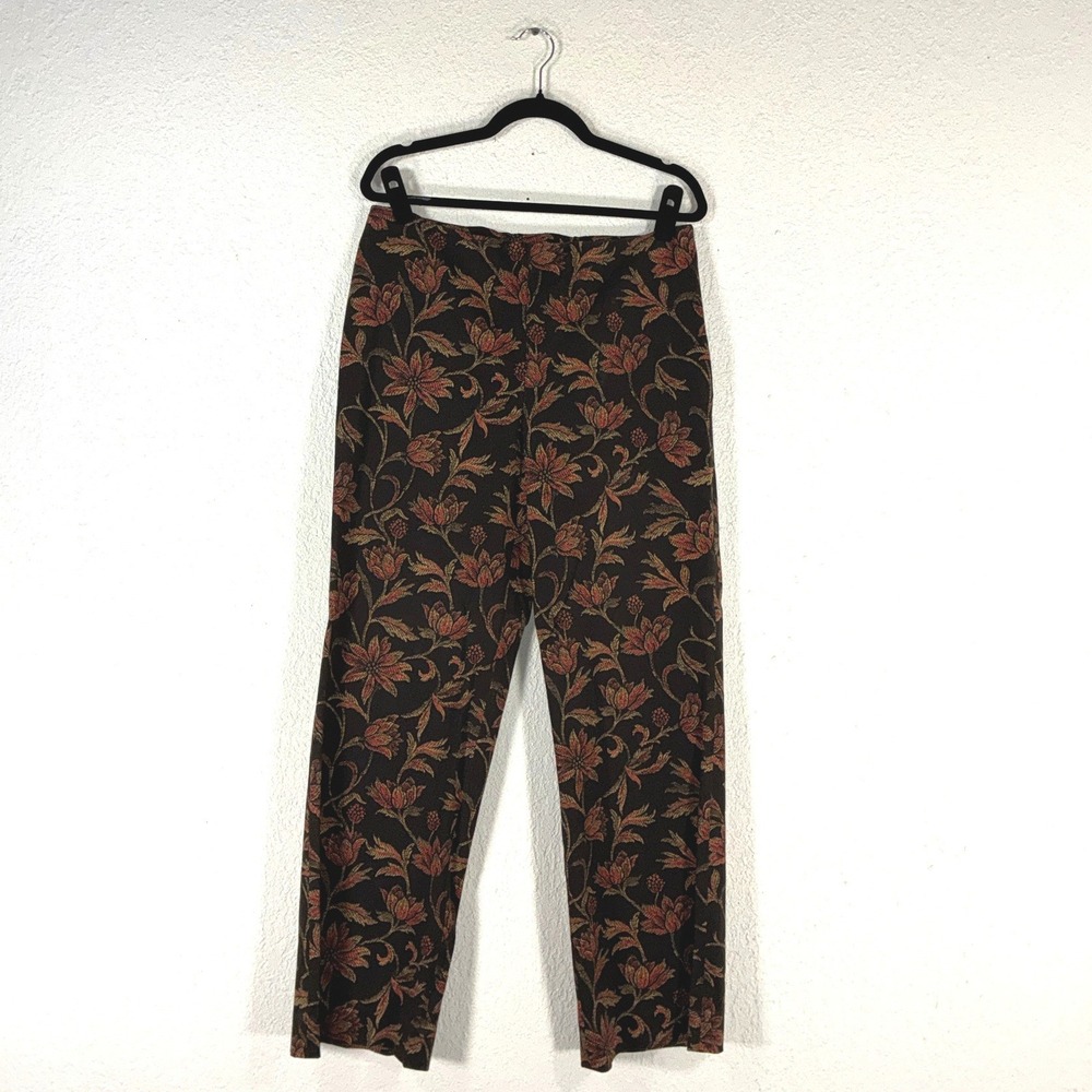 Harold's Brown Floral Tapestry Straight Leg Pants - 10 - Vintage Boho Retro